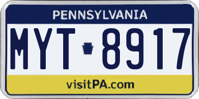 PA license plate MYT8917