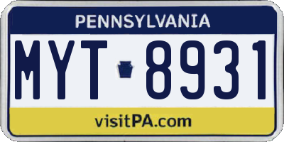 PA license plate MYT8931