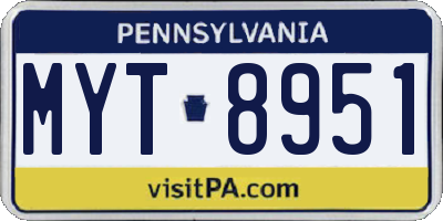 PA license plate MYT8951