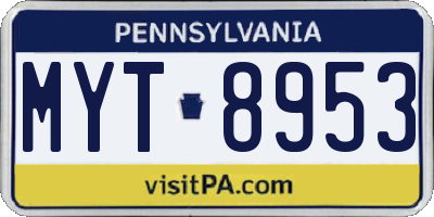 PA license plate MYT8953