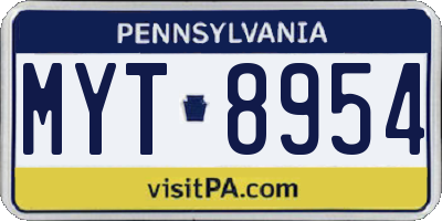 PA license plate MYT8954