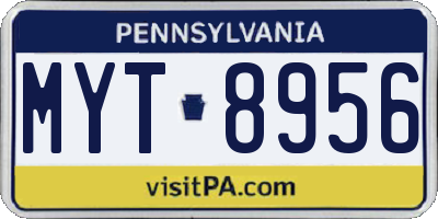 PA license plate MYT8956