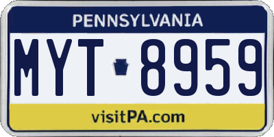 PA license plate MYT8959