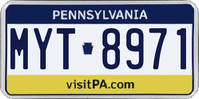 PA license plate MYT8971
