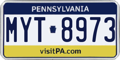 PA license plate MYT8973