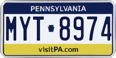 PA license plate MYT8974