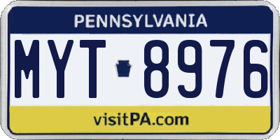 PA license plate MYT8976