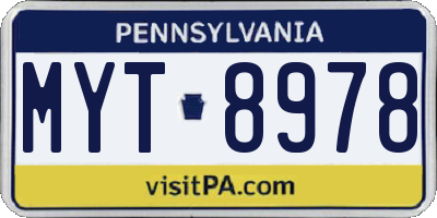 PA license plate MYT8978