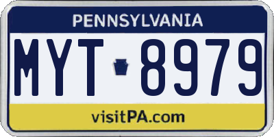 PA license plate MYT8979