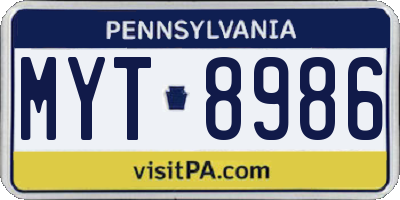 PA license plate MYT8986