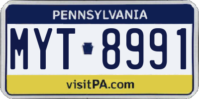 PA license plate MYT8991