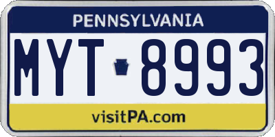 PA license plate MYT8993