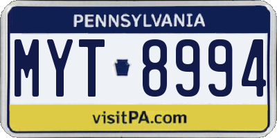PA license plate MYT8994