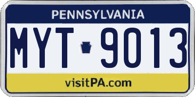 PA license plate MYT9013