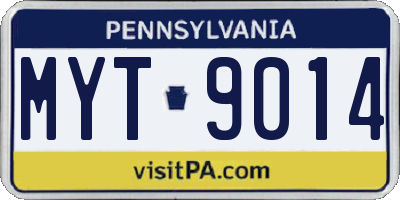 PA license plate MYT9014