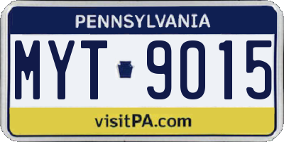 PA license plate MYT9015