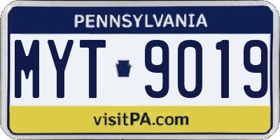 PA license plate MYT9019