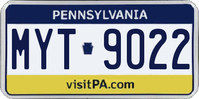 PA license plate MYT9022