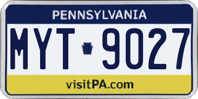 PA license plate MYT9027