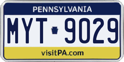 PA license plate MYT9029