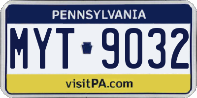 PA license plate MYT9032