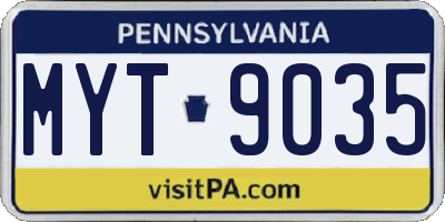 PA license plate MYT9035