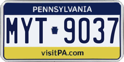 PA license plate MYT9037