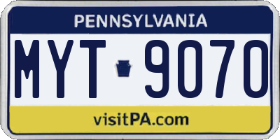 PA license plate MYT9070