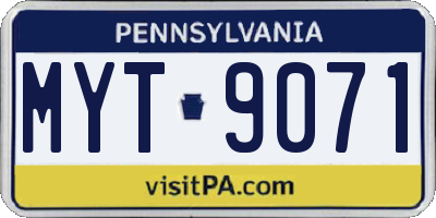 PA license plate MYT9071