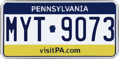 PA license plate MYT9073