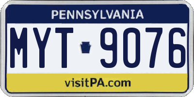 PA license plate MYT9076