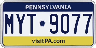 PA license plate MYT9077