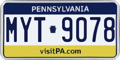 PA license plate MYT9078