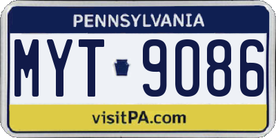 PA license plate MYT9086