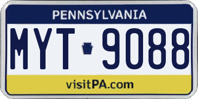 PA license plate MYT9088