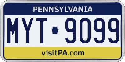 PA license plate MYT9099