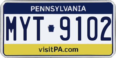 PA license plate MYT9102