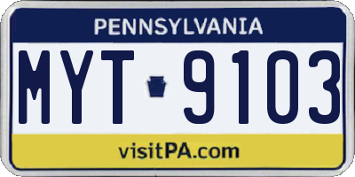 PA license plate MYT9103