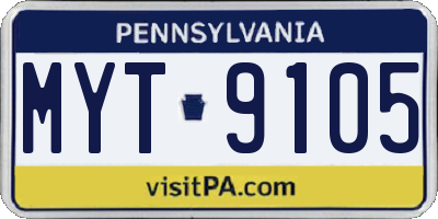 PA license plate MYT9105