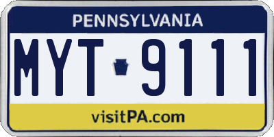 PA license plate MYT9111