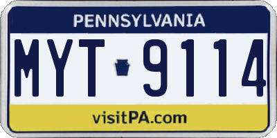 PA license plate MYT9114