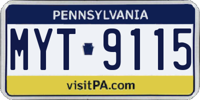 PA license plate MYT9115