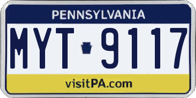 PA license plate MYT9117