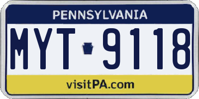 PA license plate MYT9118