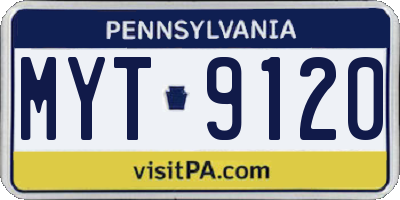 PA license plate MYT9120