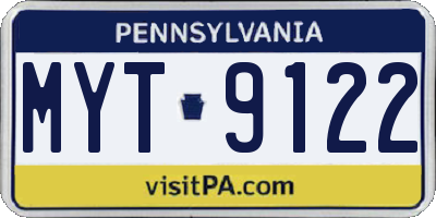 PA license plate MYT9122