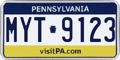 PA license plate MYT9123