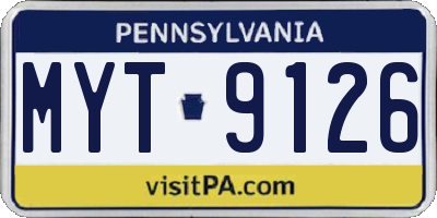 PA license plate MYT9126