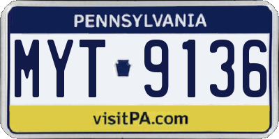 PA license plate MYT9136