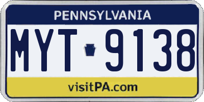 PA license plate MYT9138